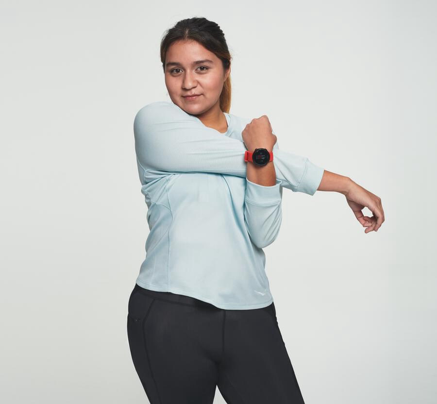 Top Hoka One One Mujer - Performance 3/4 Sleeve - Azules - MJL265739